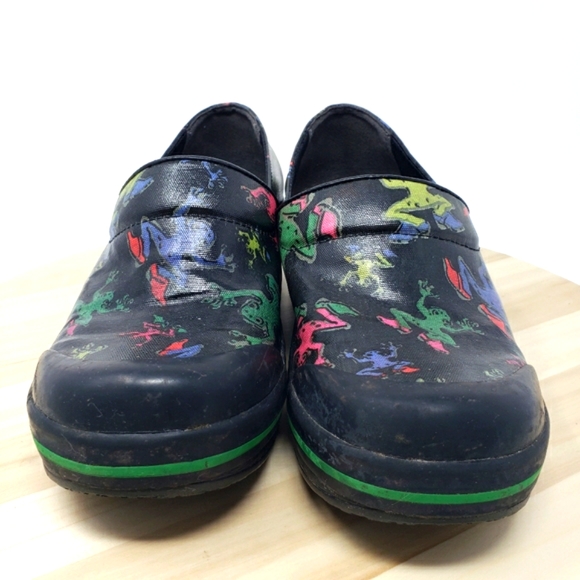 Dansko Vegan Black Frog Volley Shoes Clogs Comfort Colorful Nursing EU38 US7.5-8 - Picture 2 of 14